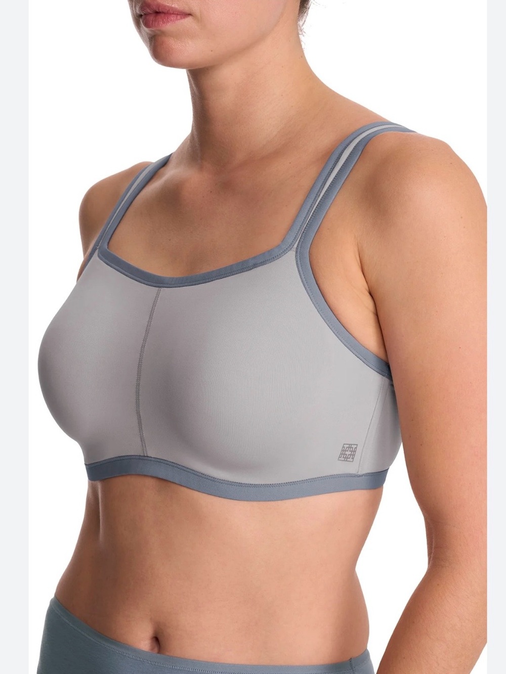 Natori Light Grey with Pink Accents High-Impact Yogi Convertible Sports Bra